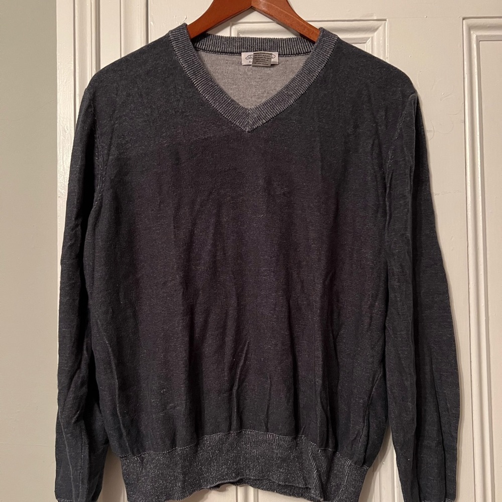 Heathered blue v-neck sweater